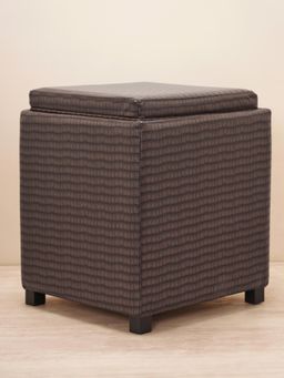 Pure Home + Living - Brown Matt Finish Square Faux Leather Pouffe With Storage