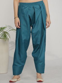 LetsDressUp - Teal Fabric Solid Tapered Salwar