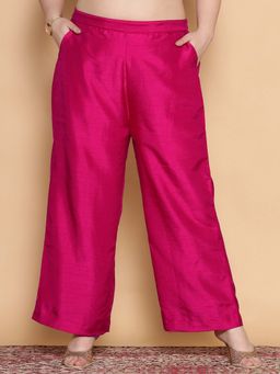 LetsDressUp - Magenta Fabric Solid Wide Palazzo