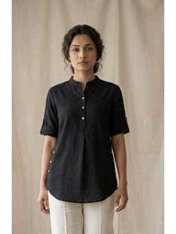 ZNKL - Black Khadi Patterned Top