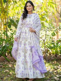 HOUSE OF JAMOTI - Zarina Lavender Anarkali Dress with Jacket