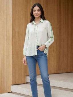 Maaesa - White Rayon Tie & Dye Shirt