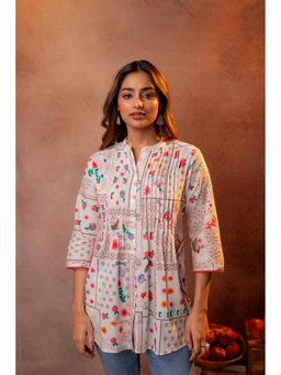 Juniper - Off White Cotton Floral Tunic