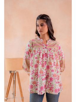 Juniper - Off White Cotton Floral Tunic