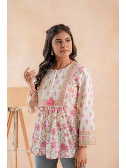 Juniper - Off White Cotton Floral Tunic