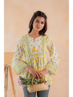 Juniper - Off White Cotton Floral Tunic