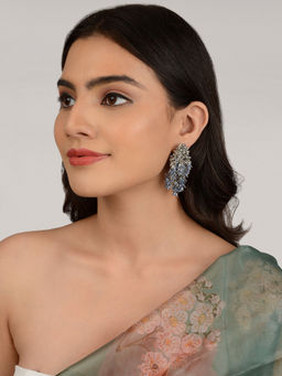 House of D'oro - Blue Jacaranda Handmade Grey Blue Cluster Earrings