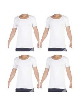 VIP - Mens Bonus Knitshrunk Round Neck Cotton Vest With Sleeves (Pack of 4)