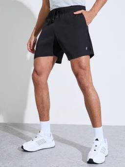 Styli - Men Black Regular Fit Side Slit Running Shorts