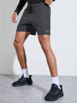 Styli - Men Grey Solid Regular Fit Reflector Slit Running Shorts