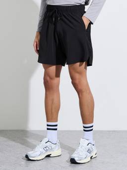 Styli - Men Black Regular Fit Zipper Pocket Running Shorts