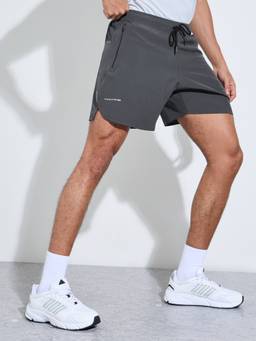 Styli - Men Grey Regular Fit Zipper Pocket Running Shorts