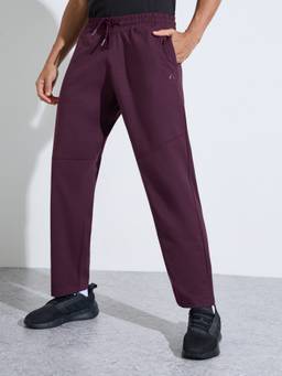 Styli - Men Purple Solid Relaxed Fit Active Track Pant with Drawstring Waist