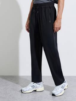 Styli - Men Black Solid Drawstring Waist Regular Fit Regular Length Trackpants