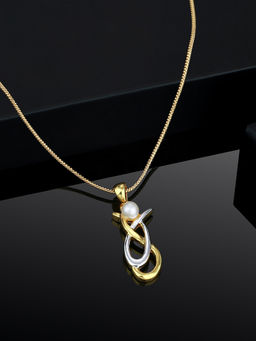 Estele - Gold Plated Abstract Art Designer Pendant with Pearl for Women