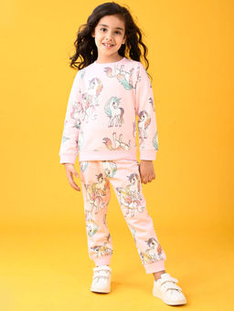 ANTHRILO - Unicorn Star Fun Pretty Pink Fleece Pink Sweatshirt with Joggers (Set of 2)