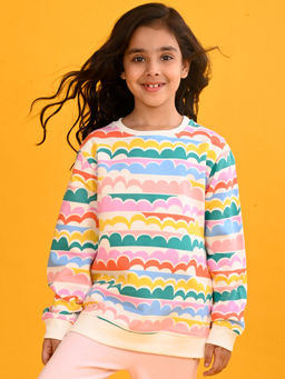 ANTHRILO - Cloud Rainbow Girls Fleece Sweatshirt-Off White