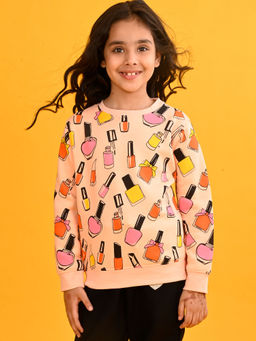 ANTHRILO - Nail Paint Fleece Girls Peach Sweatshirt