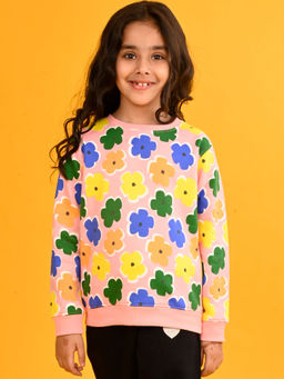 ANTHRILO - Pink Flowers Girls Fleece Sweatshirt