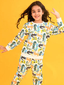 ANTHRILO - Crocodile Fleece Girls Sweatshirt-White