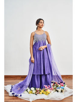 DISHA MUCHHALA - Light Purple Kalidar Embellished Kurta with Palazzo and Dupatta (Set of 3)