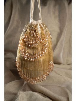 Nayaab by Sonia - Pristine Raindrops Gold Dust Mini Potli Bag for Women