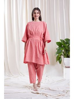 Hasttvam - Sara Pink Kaftan Top and Pant (Set of 2)