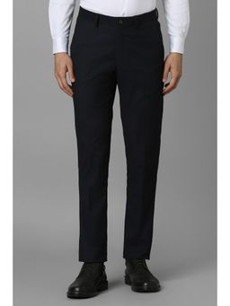 Louis Philippe - Men Black Slim Fit Solid Flat Front Formal Trousers