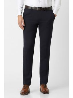 Peter England - Men Black Solid Slim Fit Trousers