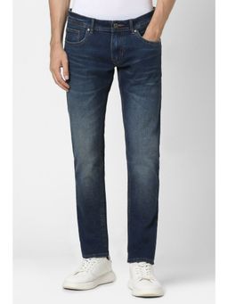 Peter England - Men Navy Mid Wash Low Skinny Fit Jeans