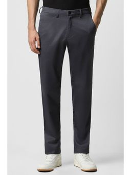 Van Heusen - Men Grey Textured Slim Fit Trousers
