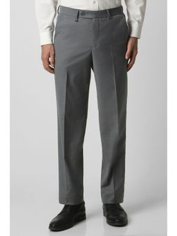 Van Heusen - Men Grey Textured Regular Fit Trousers