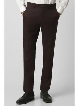 Van Heusen - Men Brown Solid Slim Fit Trousers