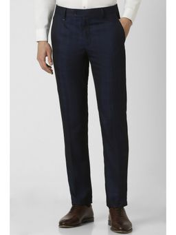 Van Heusen - Men Navy Check Slim Fit Trousers