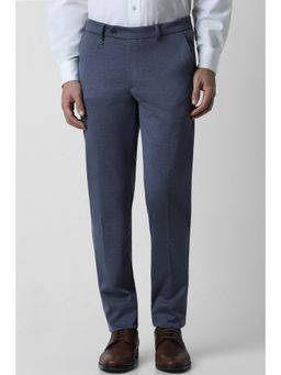 Van Heusen - Men Blue Textured Ultra Slim Fit Trousers