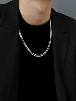 Peora - Silver Plated 316L Stainless Steel 3 Mm Link Chain For Men