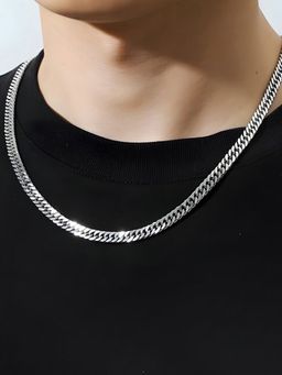 Peora - Silver Plated Stainless Steel Cuban Chain For Men