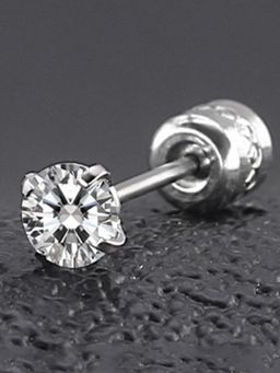 Peora - Silver Plated Stainless Steel Studded Stud Earrings For Men