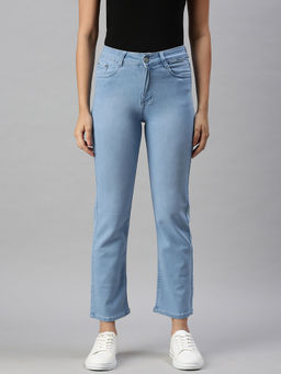 SHOWOFFFF - Women's Casual Straight Fit High-rise Blue Jeans