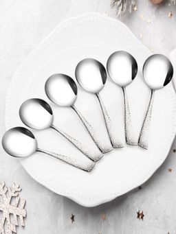 At Home by Nilkamal - Arias Vintage Soup Spoon Set of 6 (Silver)