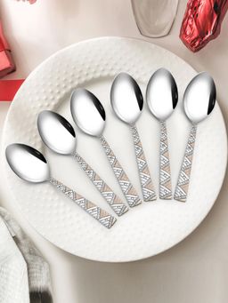 At Home by Nilkamal - Arias Bloom Dinner Spoon Set of 6 (Silver)
