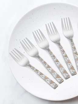 At Home by Nilkamal - Arias Bloom Dinner Fork Set of 6 (Silver)