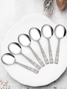 At Home by Nilkamal - Arias Bloom Soup Spoon Set of 6 (Silver)