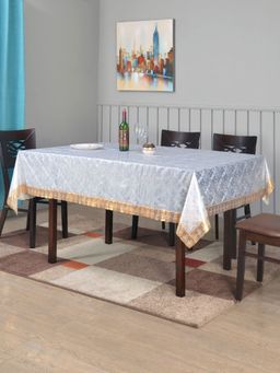 At Home by Nilkamal - Marvel 60 Inch X 90 Inch 8 Seater Transparent Table Cover (Gold, Silver)