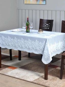 At Home by Nilkamal - Mist 60 Inch X 90 Inch Vinyl 8 Seater Table Cover (Grey)