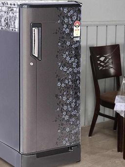 At Home by Nilkamal - Printed 6 Pockets Fridge Top Cover (Grey)