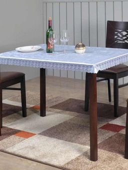 At Home by Nilkamal - Marvel 36 Inch X 54 Inch 4 Seater Transparent Table Cover (Silver)