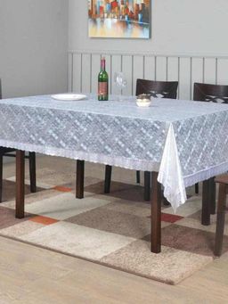 At Home by Nilkamal - Marvel 60 Inch X 90 Inch 8 Seater Transparent Table Cover (Silver)