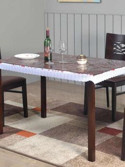 At Home by Nilkamal - Aspen Printed With Lace 4 Seater Table Cover Multi-Color