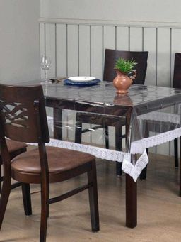 At Home by Nilkamal - Empire With Lace 6 Seater Table Cover (Clear)